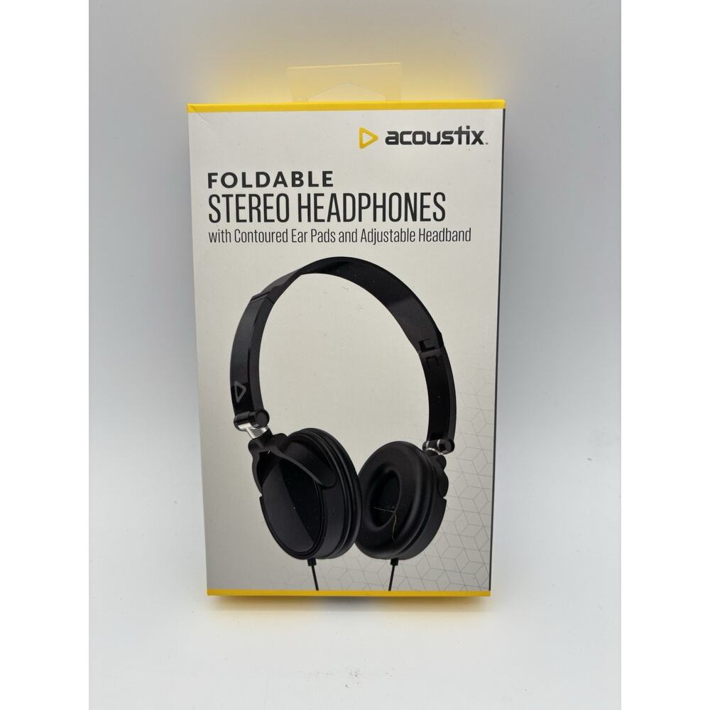 New. Headphones, Wired Stereo and Foldable, Acoustix. New Sealed.